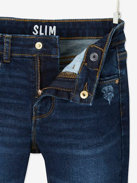 Slim Leg Waterless Jeans, MorphologiK NARROW Hip, for Girls Dark Blue 