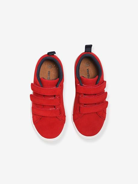 Touch-Fastening Leather Trainers for Boys Dark Red 
