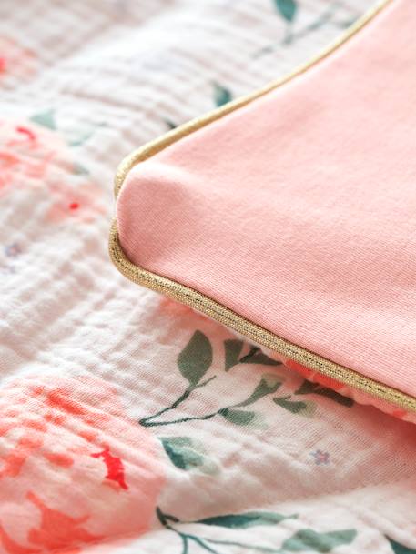 Jersey Knit/Cotton Gauze Throw for Baby, EAU DE ROSE Theme Light Pink 