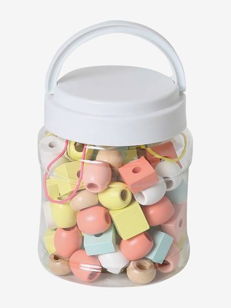 Bucket with Large Wooden Beads Mix - Wood FSC® Certified Multi+Pink/Multi 