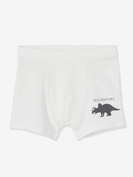 Pack of 7 Stretch Boxers for Boys, Dinosaurs White 