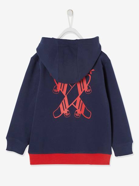 Zipped Colourblock Sweatshirt with Skateboard on the Back, for Boys Red 
