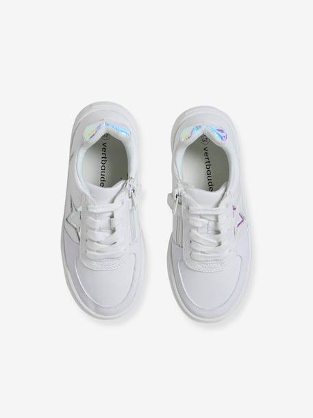 Trainers with Laces & Zip, for Girls White 