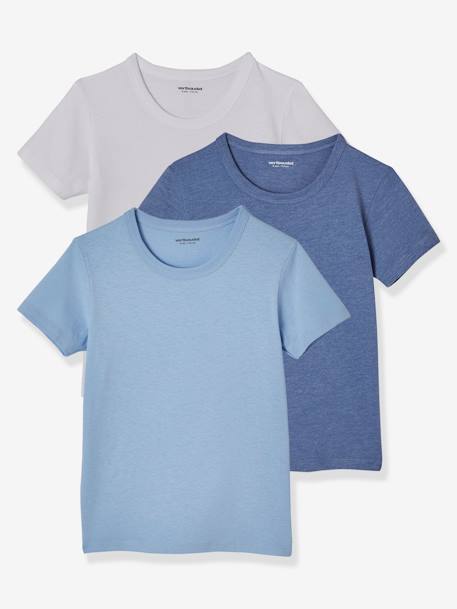 Pack of 3 Short Sleeve T-Shirts for Boys Light Blue 