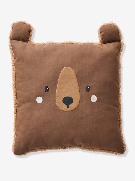 Square Bear Cub Cushion Brown 