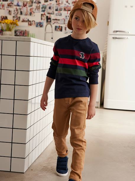 Coloured Trousers, Easy to Slip On, for Boys Beige+GREEN DARK SOLID WITH DESIGN+night blue 