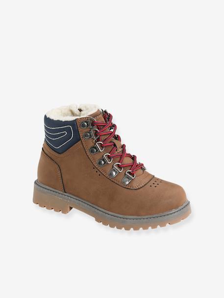 Ankle Boots with Laces & Zips for Boys Brown 