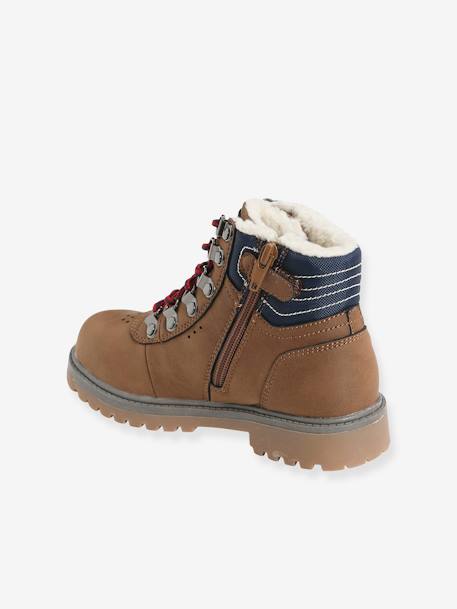 Ankle Boots with Laces & Zips for Boys Brown 