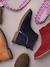 Leather Boots for Girls camel+Dark Blue+printed black 