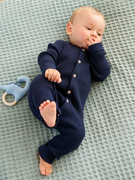 Long Sleeve Jumpsuit in Rib Knit for Babies Beige+Dark Blue+marl grey 
