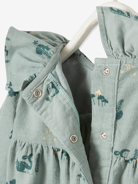 Romper Dungarees in Printed Velour for Babies Green/Print 