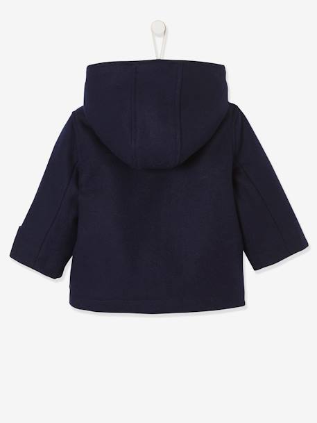 Hooded Duffle Coat for Babies Dark Blue+Grey Stripes 