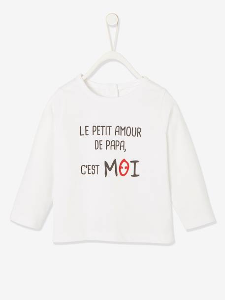 Long Sleeve Top with Message, for Babies marl grey+White 