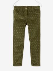 Girls-MorphologiK Slim Leg Corduroy Trousers with Iridescent Dots for Girls, Wide Hip