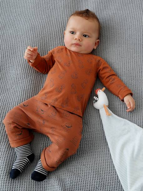Trousers in Cotton Fleece, for Newborn Babies clay beige+Dark Blue+Dark Orange/Print+Light Grey+WHITE DARK ALL OVER PRINTED 