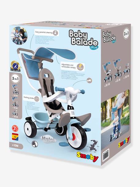 Baby Balade Plus Tricycle - SMOBY BLUE LIGHT SOLID+PINK LIGHT SOLID 