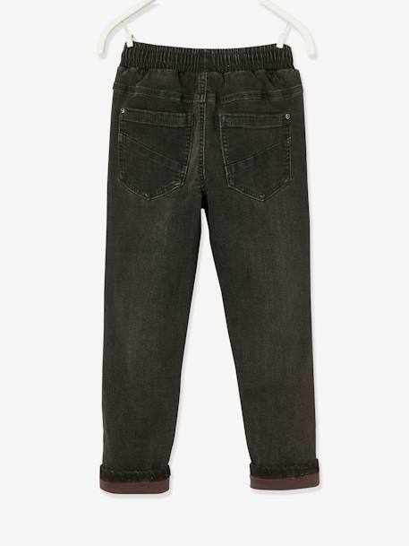 Straight Leg Jeans, Pull-On Cut, Lined, for Boys Dark Grey+Denim Blue 