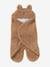Throw Footmuff for Baby, in Plush Fabric, Lining in Jersey Knit Dark Beige 