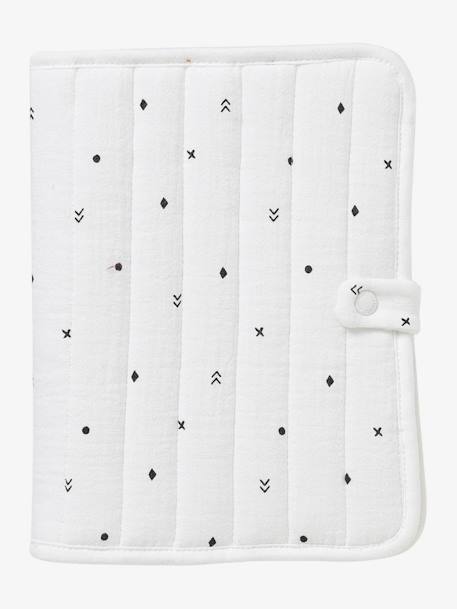 Medical Records Cover in Cotton Gauze WHITE MEDIUM ALL OVER PRINTED+White/Print 