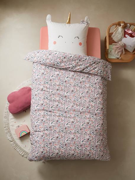 Duvet Cover + Pillowcase Set for Children, Unicorn Land Purple/Print 