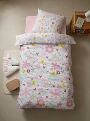 Bedding & Decor-Child's Bedding-Duvet Cover + Pillowcase Set for Children, Flowers and Dragonflies Theme