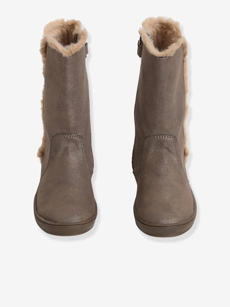 Fur Lined Boots for Girls Shimmery Beige 