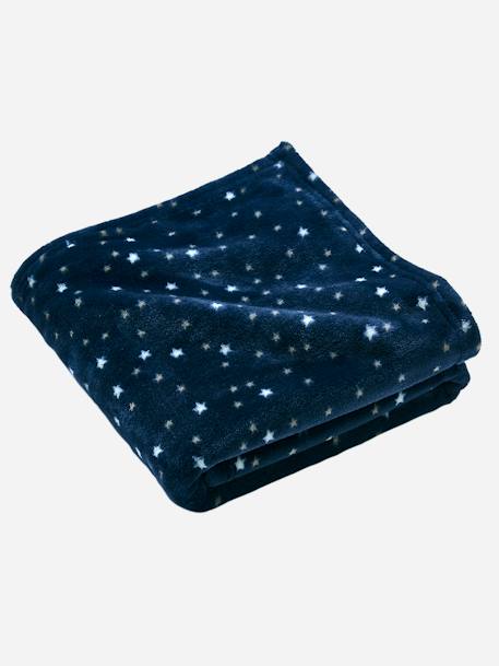 Star Printed Microfibre Blanket, Basics Dark Blue/Print 