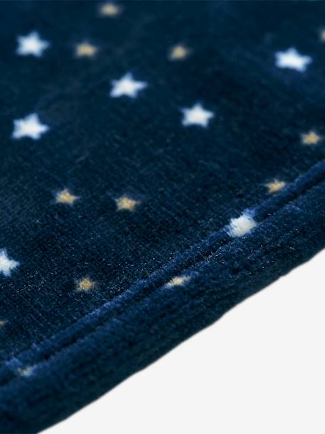 Star Printed Microfibre Blanket, Basics Dark Blue/Print+Light Grey/Print 