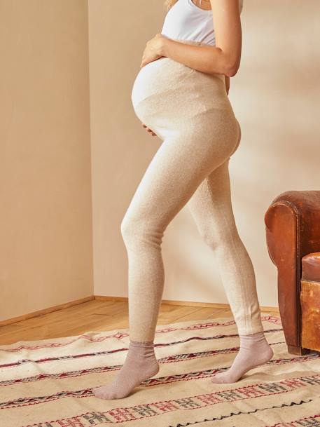 Snug Leggings for Maternity & Post-Maternity Dark Beige 