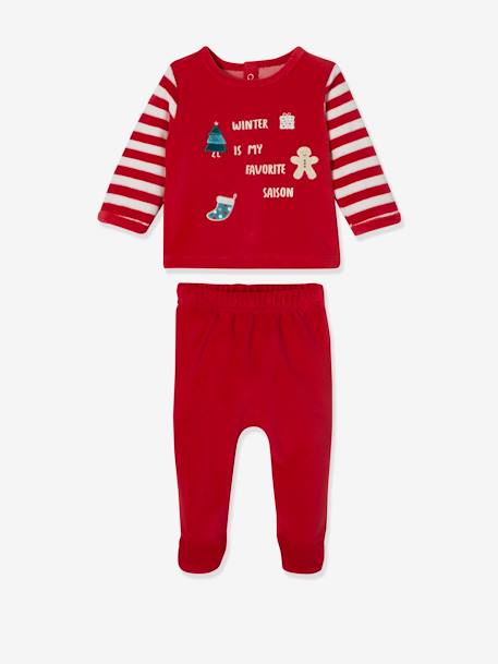 Christmas Velour Pyjamas for Babies Dark Red 