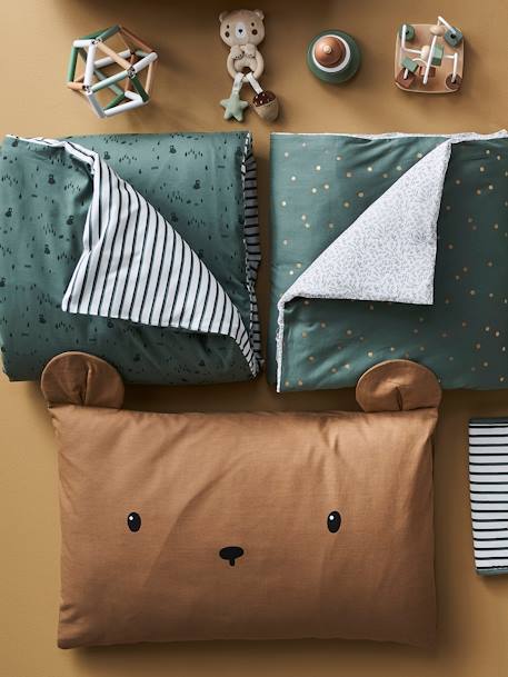 Bear Pillowcase for Babies, Green Forest Brown 