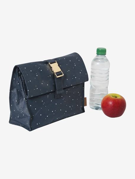 Lunch Box in Coated Cotton Dark Blue/Print 
