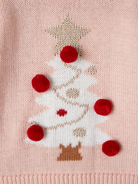Christmas Tree & Pompoms Jumper for Babies Light Pink 