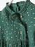 Cotton Gauze Dress with Asymmetric Fastening, for Babies Dark Green/Print 