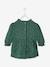 Cotton Gauze Dress with Asymmetric Fastening, for Babies Dark Green/Print 
