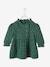 Cotton Gauze Dress with Asymmetric Fastening, for Babies Dark Green/Print 