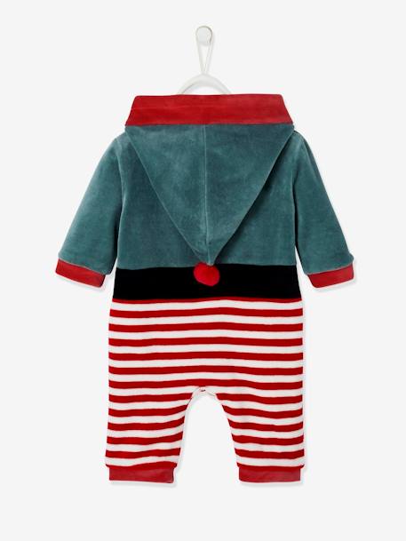 Velour 'Father Christmas' Jumpsuit, Unisex, for Babies Dark Red 