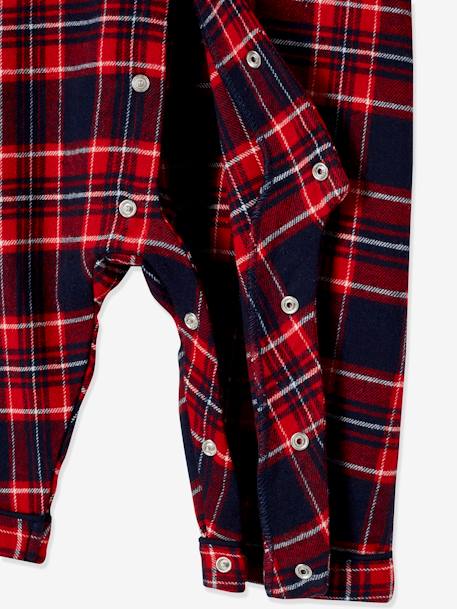Chequered Flannel Sleepsuit for Babies Red Checks 