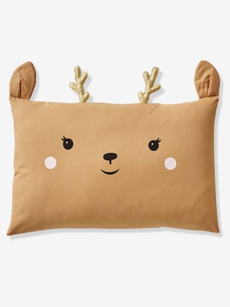 Deer Pillowcase for Babies, Green Forest Dark Beige 