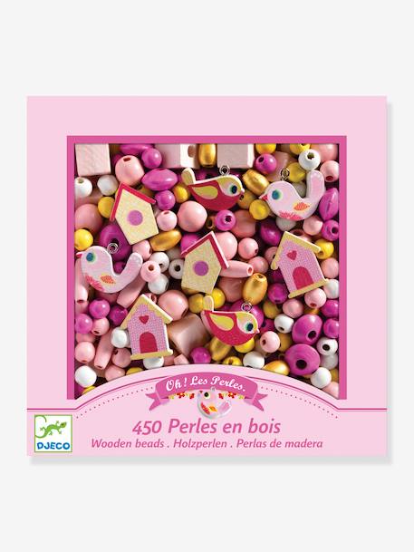 Birds - Wooden Beads, by DJECO blue+PINK MEDIUM SOLID WITH DESIG 