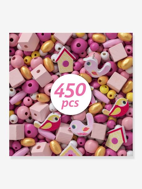 Birds - Wooden Beads, by DJECO blue+PINK MEDIUM SOLID WITH DESIG 