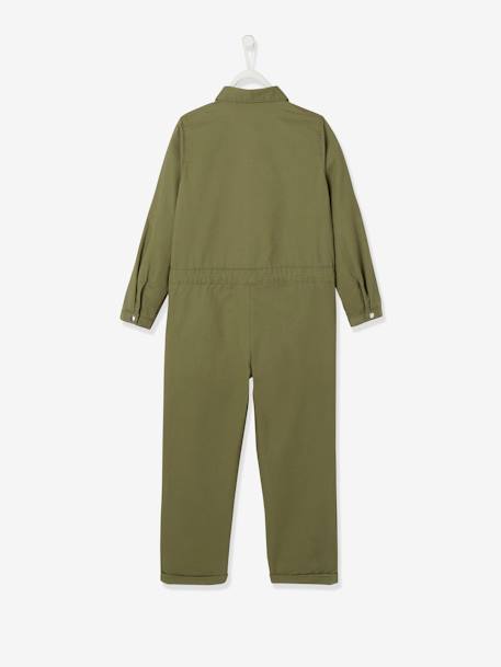Jumpsuit in Fluid Fabric, for Girls GREEN DARK SOLID 