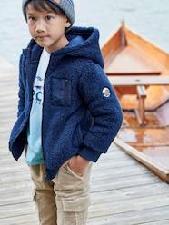 Hooded Sherpa Jacket with Zip for Boys
