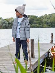 -Padded Jacket with Polar Fleece Lined Hood, Reflective Effect & Recycled Fibre Padding for Boys