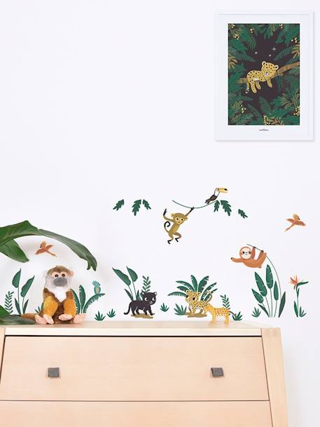 Small Jungle Animals Sticker Sheet, by LILIPINSO GREEN MEDIUM SOLID WITH DESIG 