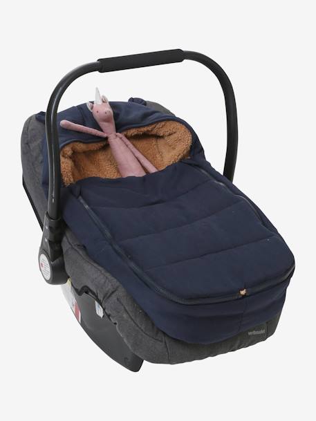 Footmuff for Baby Car Seat & Carrycot in Water-Repellent Fabric Black+Dark Blue 