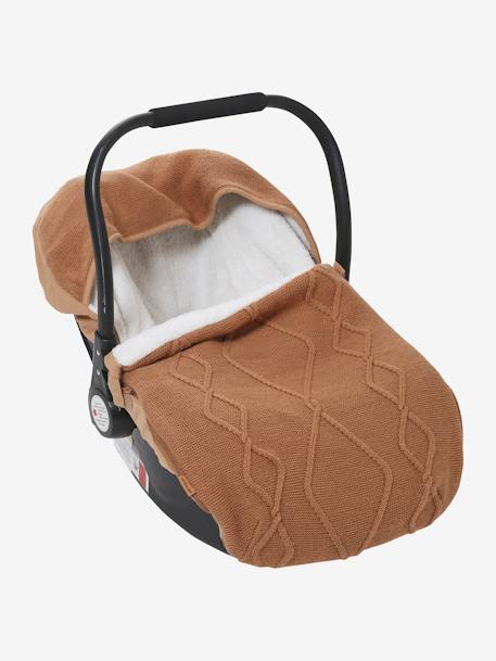 Knitted Footmuff with Polar Fleece Lining, for Car Seat Camel 