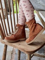 -Leather Boots with Laces + Zip, for Girls