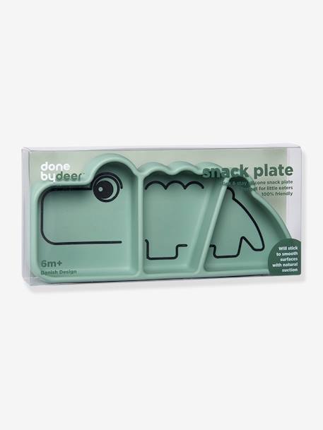Croco Stick&Stay Plate in Silicone, DONE BY DEER GREEN MEDIUM SOLID WITH DESIG+rose 