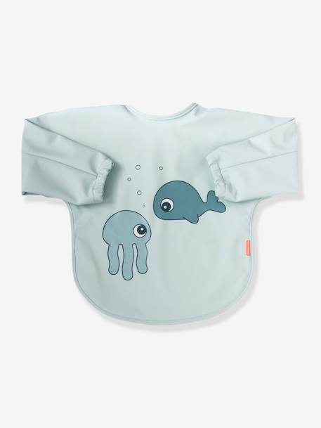 Long Sleeve Sea Friends Bib, DONE BY DEER BLUE LIGHT SOLID WITH DESIGN 